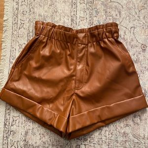 Brown leather shorts